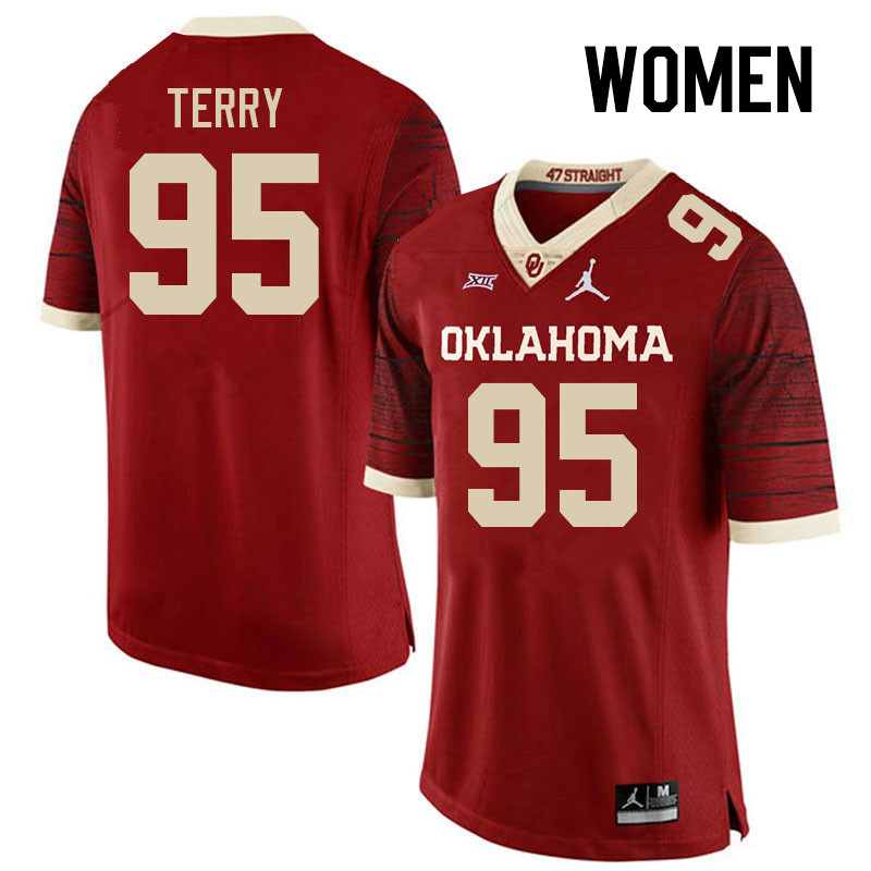 Women #95 Da'Jon Terry Oklahoma Sooners College Football Jerseys Stitched Sale-Retro